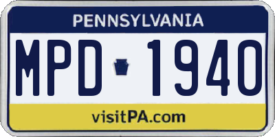PA license plate MPD1940