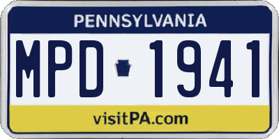 PA license plate MPD1941