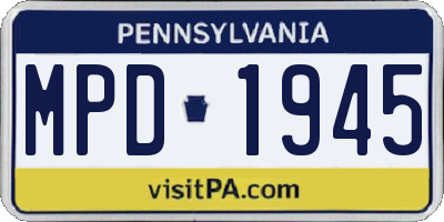 PA license plate MPD1945