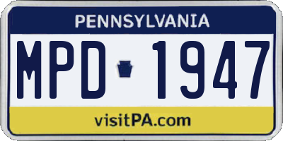 PA license plate MPD1947