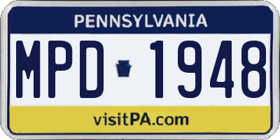 PA license plate MPD1948