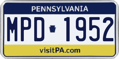 PA license plate MPD1952