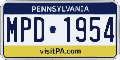 PA license plate MPD1954
