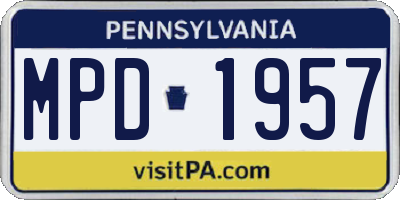 PA license plate MPD1957