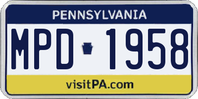 PA license plate MPD1958