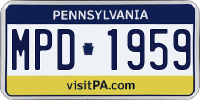 PA license plate MPD1959