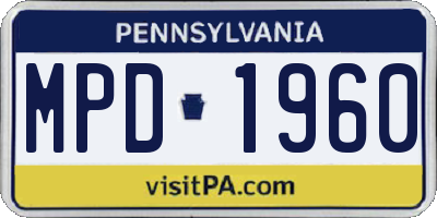 PA license plate MPD1960