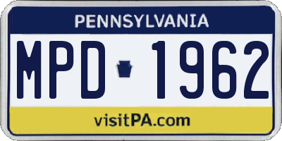 PA license plate MPD1962