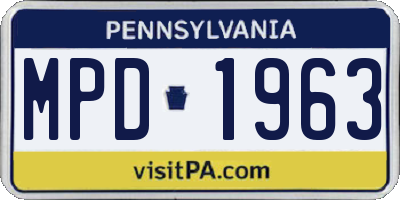 PA license plate MPD1963