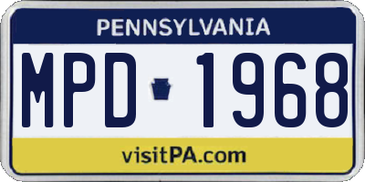 PA license plate MPD1968