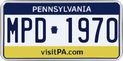 PA license plate MPD1970