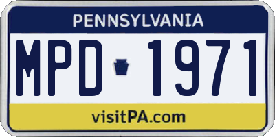 PA license plate MPD1971