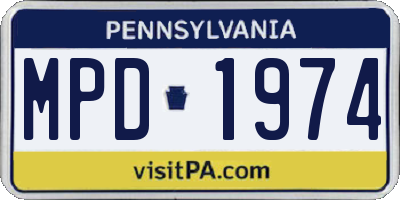 PA license plate MPD1974