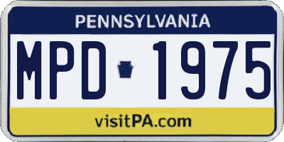 PA license plate MPD1975