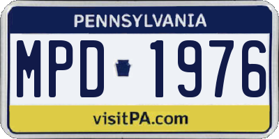 PA license plate MPD1976
