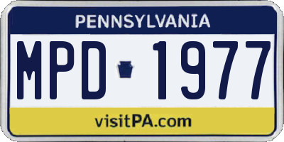 PA license plate MPD1977