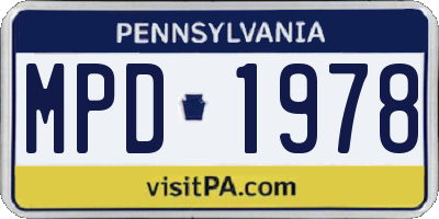 PA license plate MPD1978