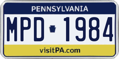 PA license plate MPD1984