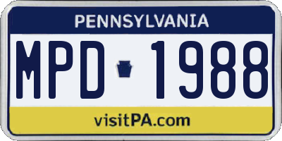 PA license plate MPD1988