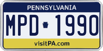 PA license plate MPD1990