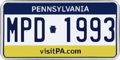 PA license plate MPD1993