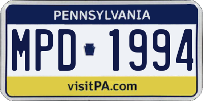PA license plate MPD1994