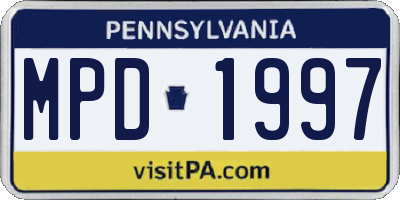 PA license plate MPD1997