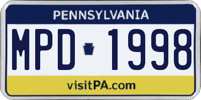 PA license plate MPD1998