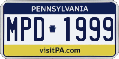 PA license plate MPD1999