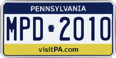 PA license plate MPD2010
