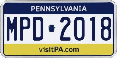PA license plate MPD2018