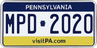 PA license plate MPD2020