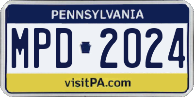 PA license plate MPD2024