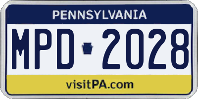PA license plate MPD2028