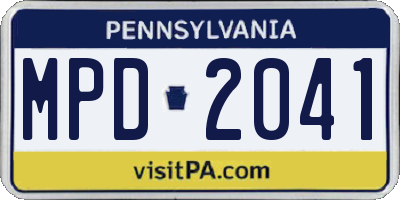 PA license plate MPD2041