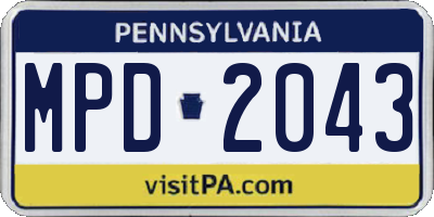 PA license plate MPD2043