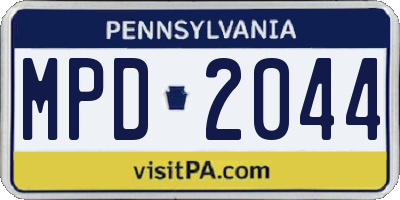 PA license plate MPD2044