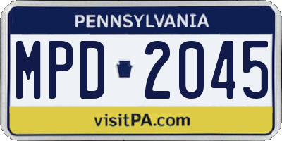 PA license plate MPD2045