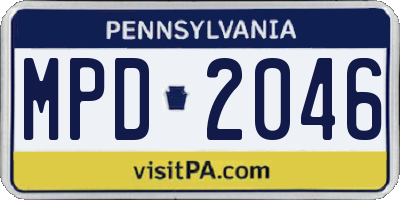 PA license plate MPD2046