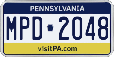 PA license plate MPD2048
