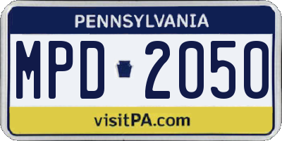 PA license plate MPD2050