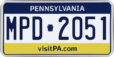 PA license plate MPD2051