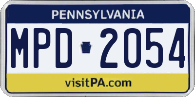 PA license plate MPD2054