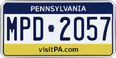 PA license plate MPD2057
