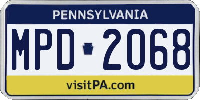 PA license plate MPD2068