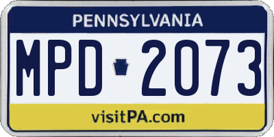 PA license plate MPD2073