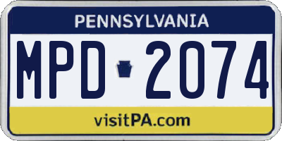 PA license plate MPD2074