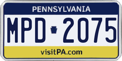 PA license plate MPD2075