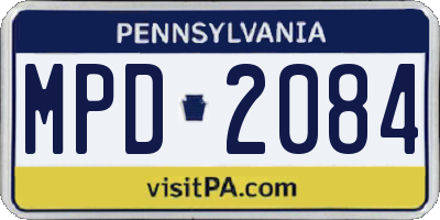 PA license plate MPD2084