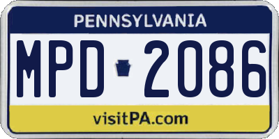 PA license plate MPD2086